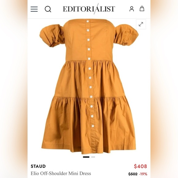 STAUD
Elio Off-Shoulder Mini Dress Size 00 $502 - Picture 6 of 7